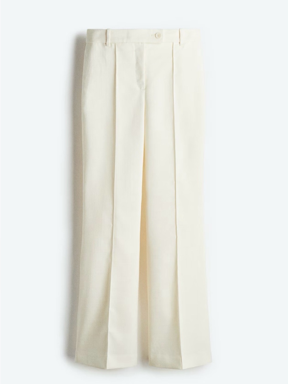 Wide-Leg Cream Pleated Trousers